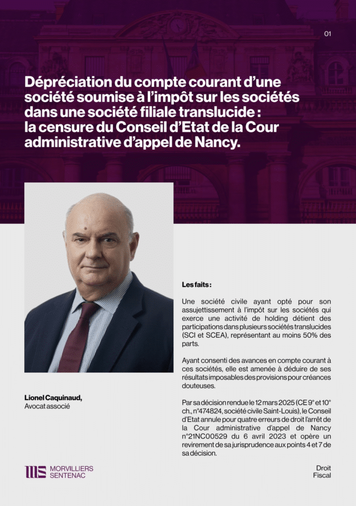 Illustration d’un article sur la dépréciation du compte courant par le cabinet Morvilliers Sentenac