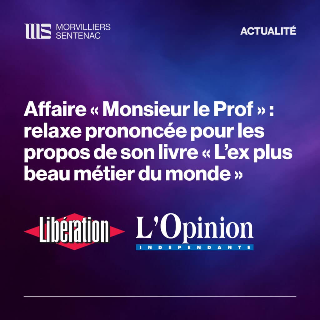Illustration d'une actualité sur la relaxe de "Monsieur le Prof" par le cabinet Morvilliers Sentenac
